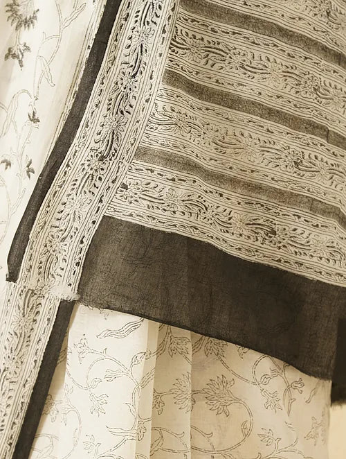 Black & White Cotton Saree