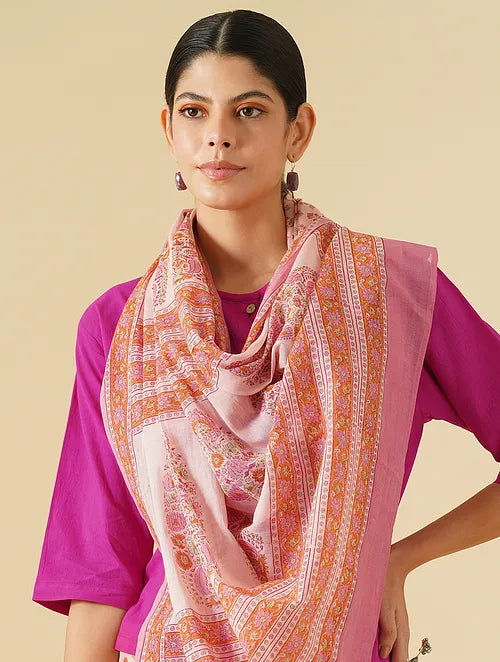 Pink Mini Handblock Printed Cotton Saree