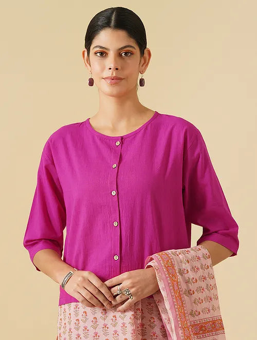 Pink Mini Handblock Printed Cotton Saree
