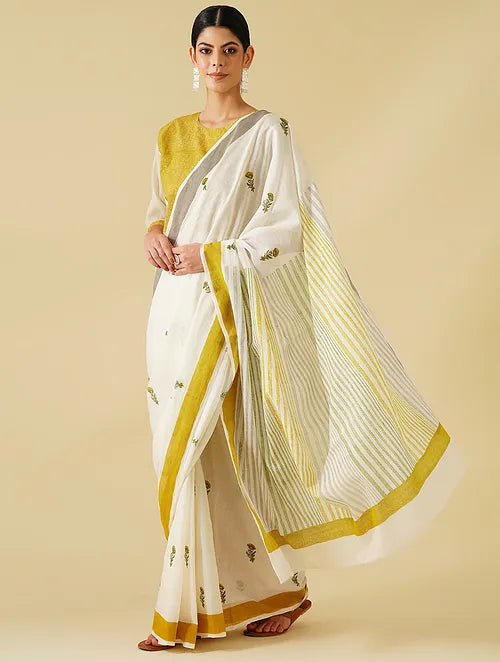 Buta Cotton Mustard Saree