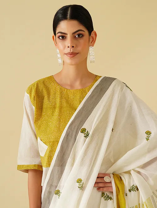 Buta Cotton Mustard Saree