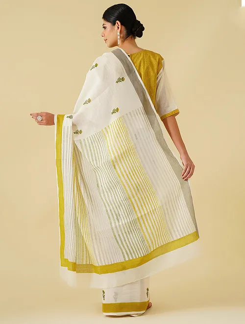Buta Cotton Mustard Saree