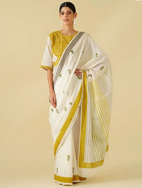 Buta Cotton Mustard Saree