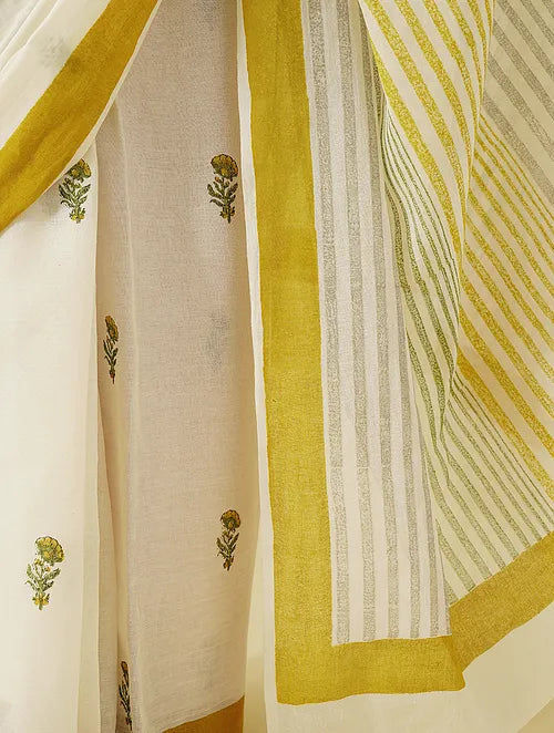 Buta Cotton Mustard Saree