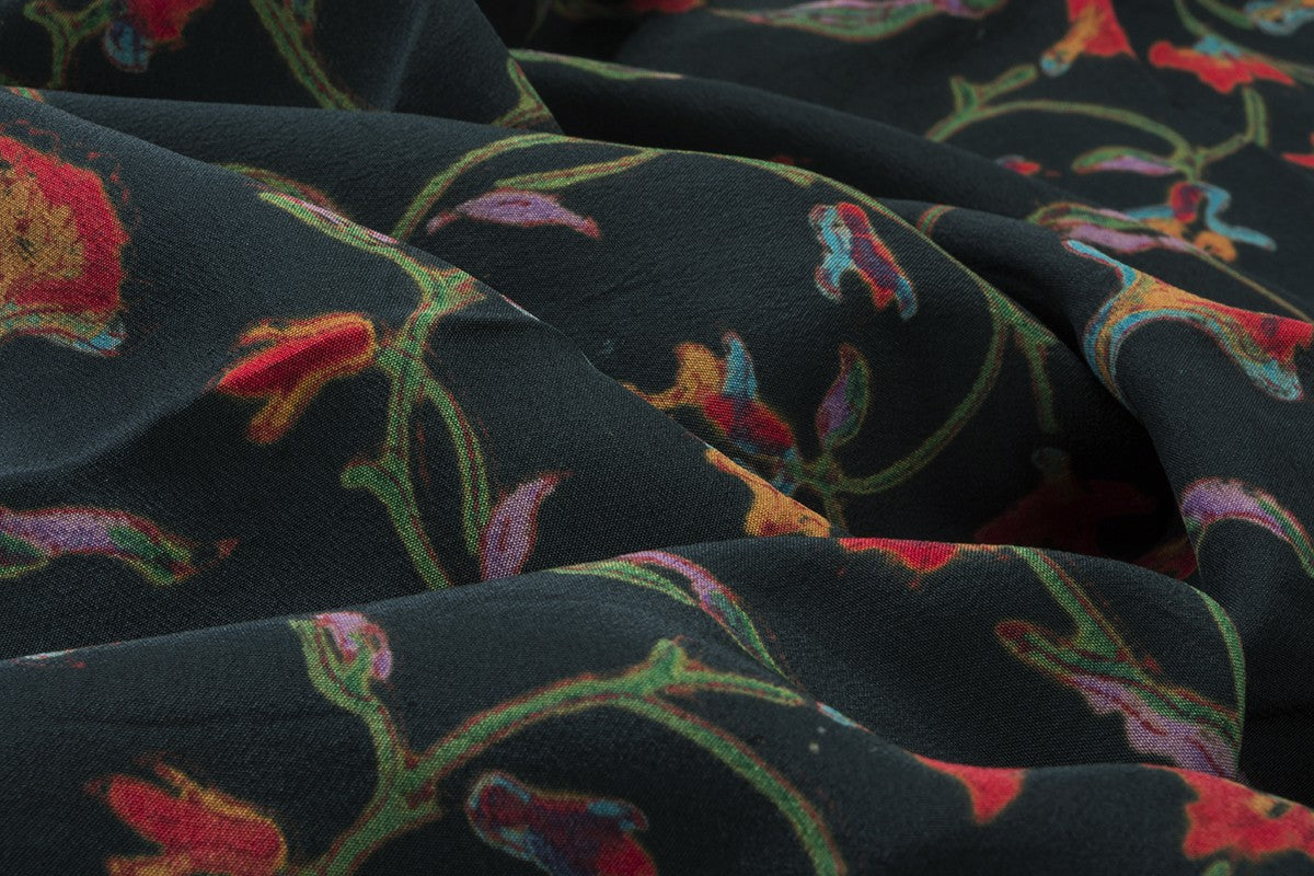 Black Handblock Printed Cotton Fabric