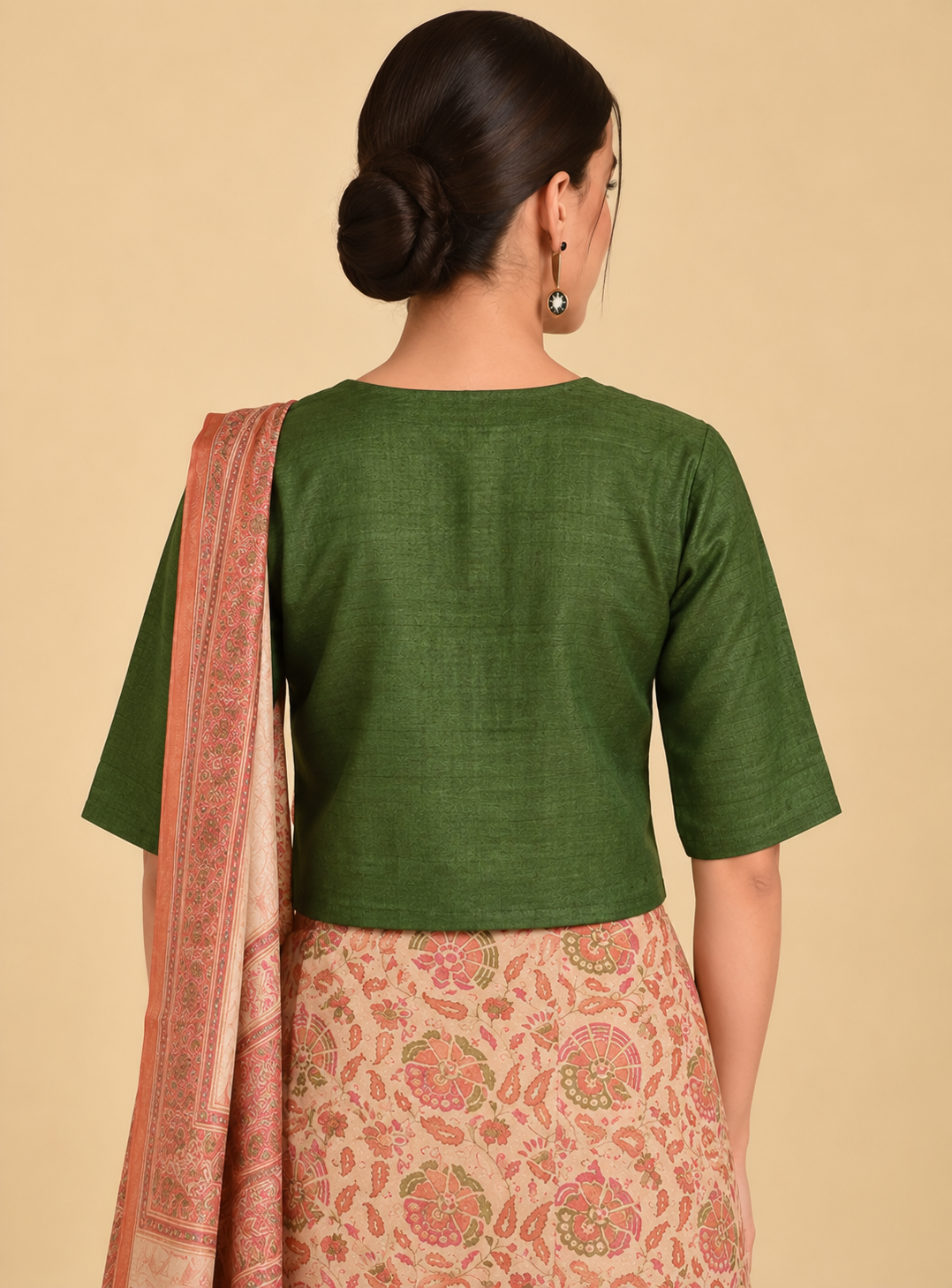 Green 100 % Silk Tussar Blouse