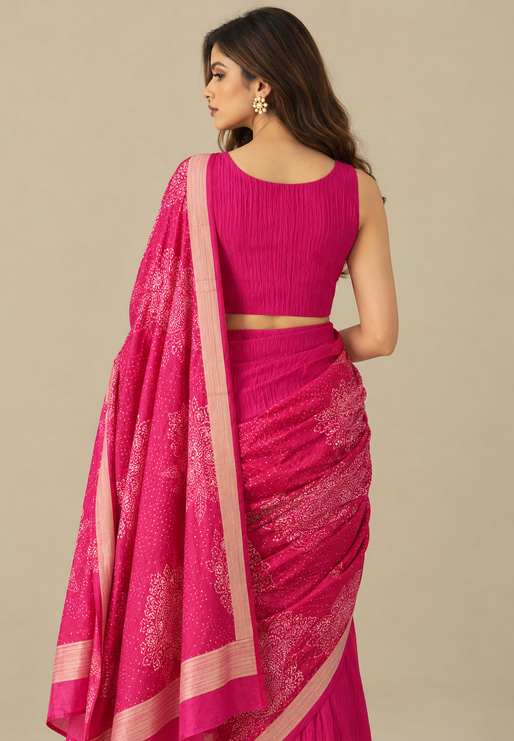 Sleevless Crushed Pink Cotton Blouse