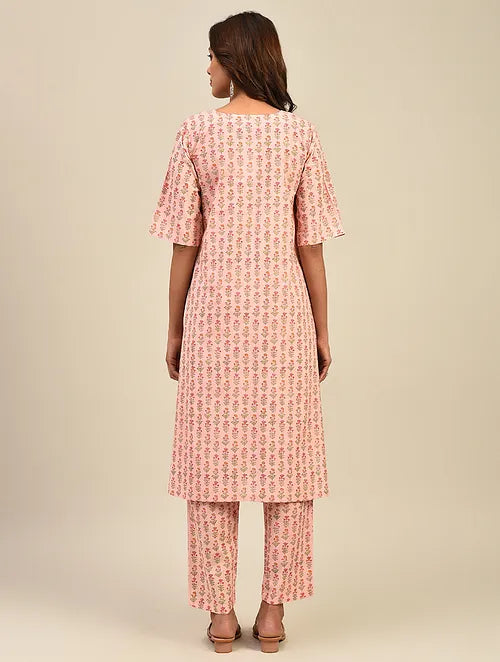 Light Pink Hand Block Printed Cotton Pants