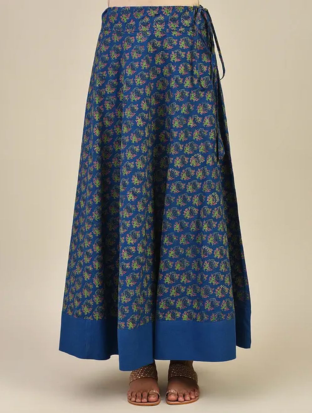 Blue Hand block Printed Lehenga
