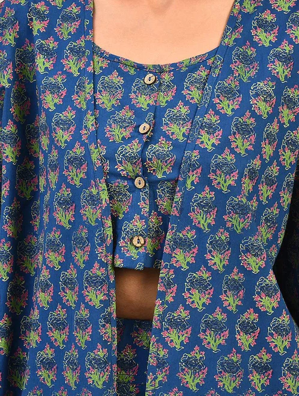 Blue Hand-block Printed Cotton Blouse