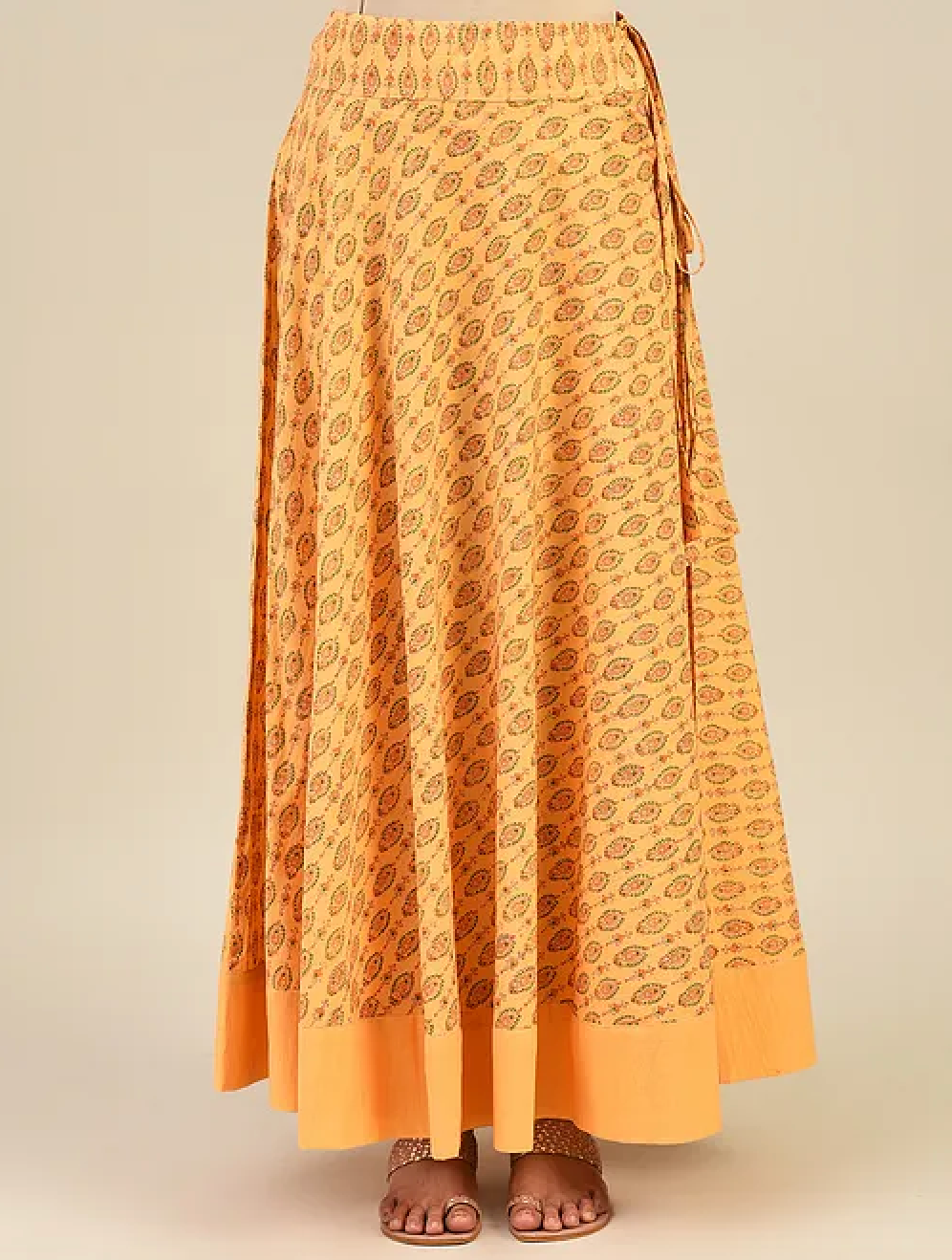 Yellow of Blue Hand-block Printed Cotton Lehenga with Blouse and Dupatta/Cape (set of 3)