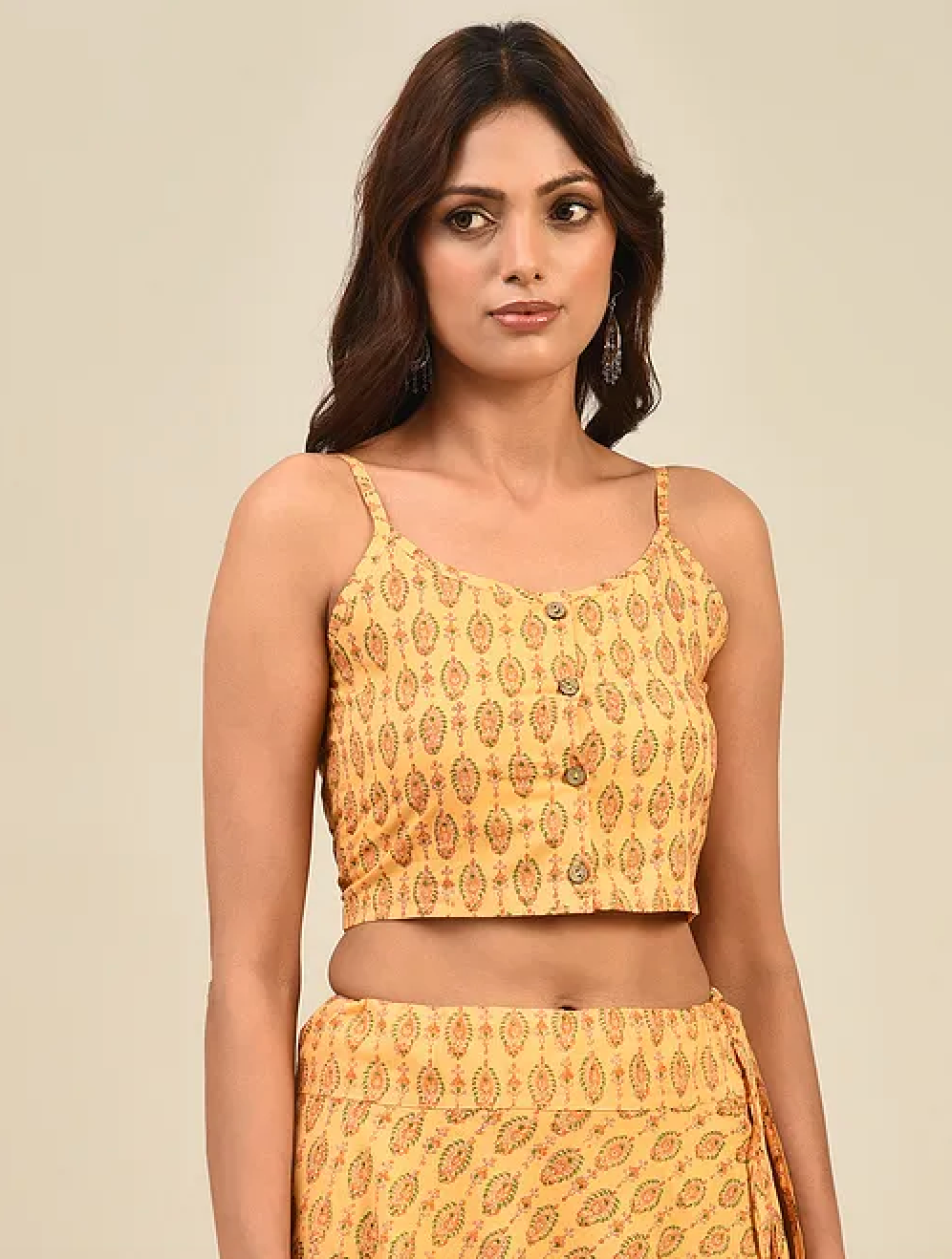 Yellow of Blue Hand-block Printed Cotton Lehenga with Blouse and Dupatta/Cape (set of 3)