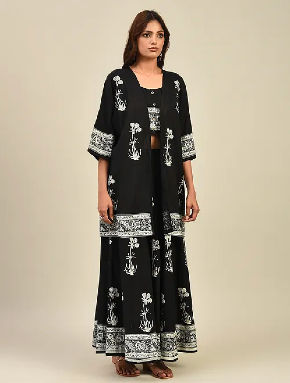 Black Hand block Printed Blouse