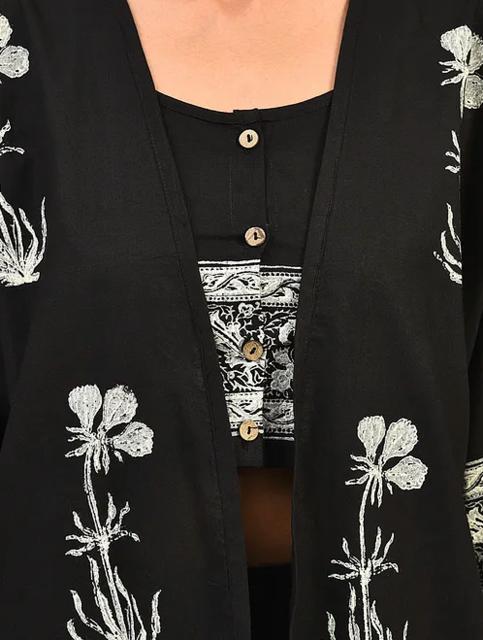 Black Hand block Printed Blouse