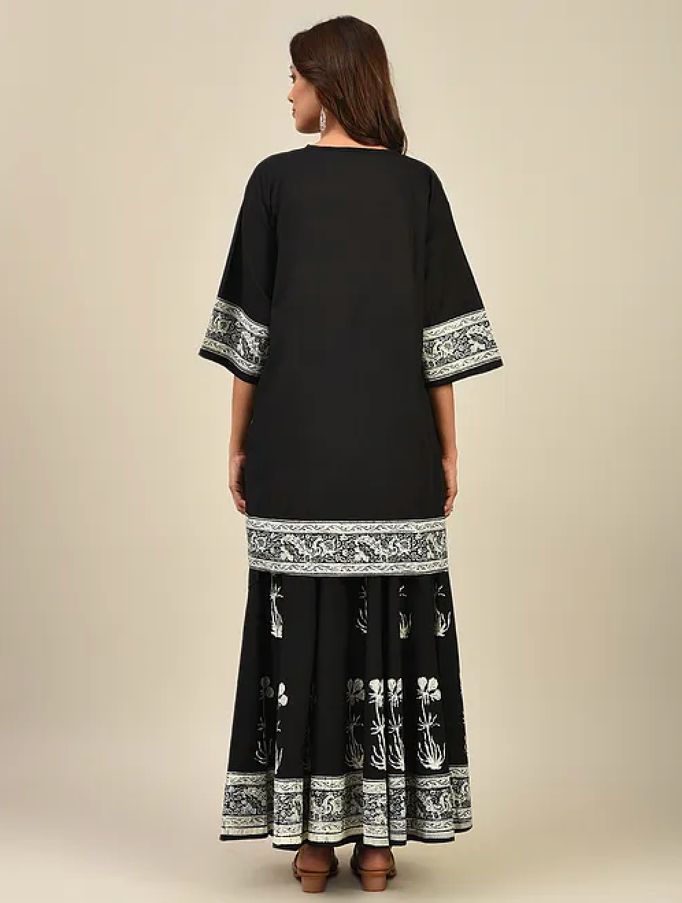 Black Hand block Printed Lehenga