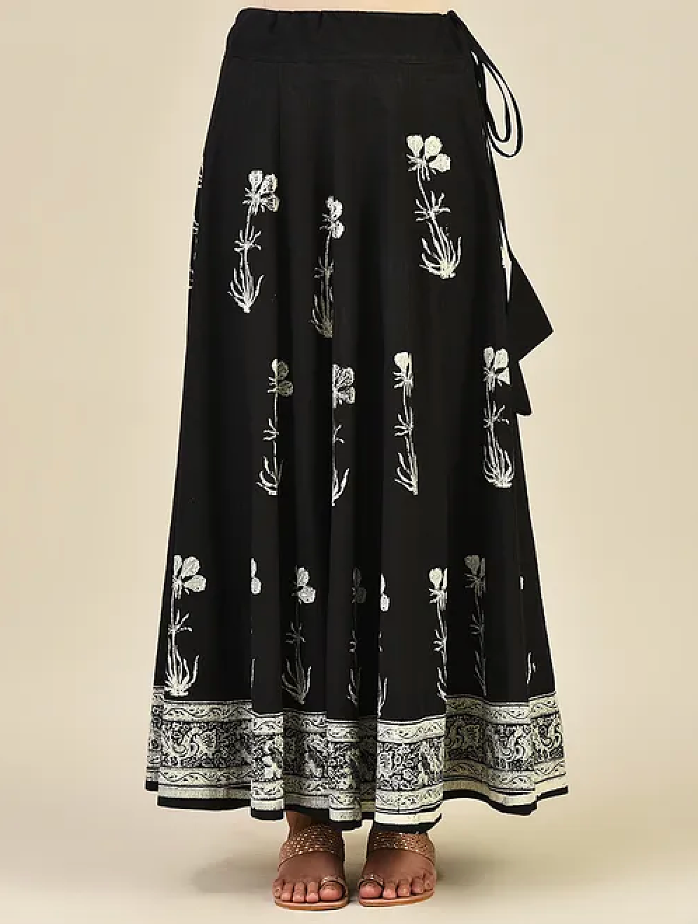 Black Hand block Printed Lehenga