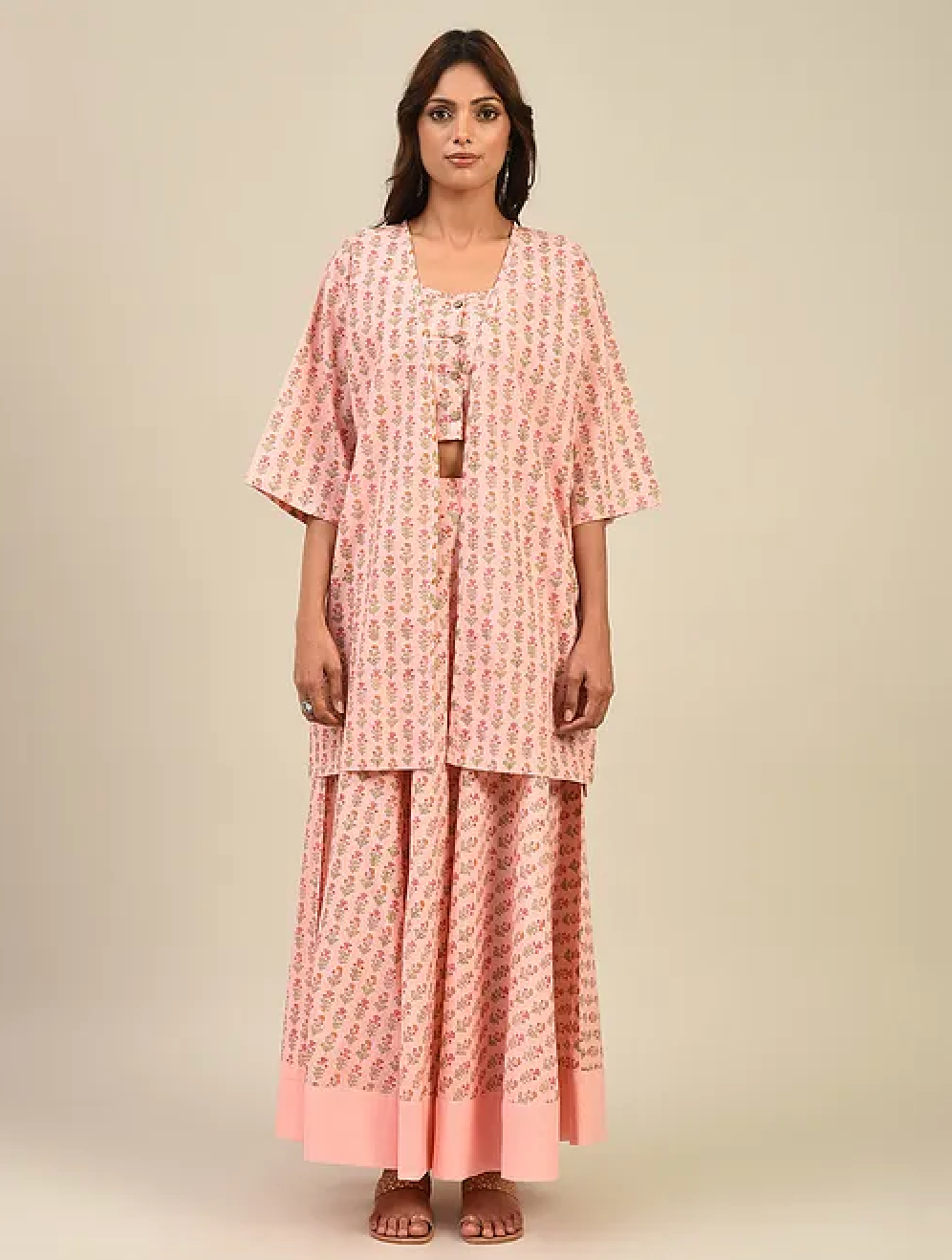 Light Pink Hand block Printed Lehenga