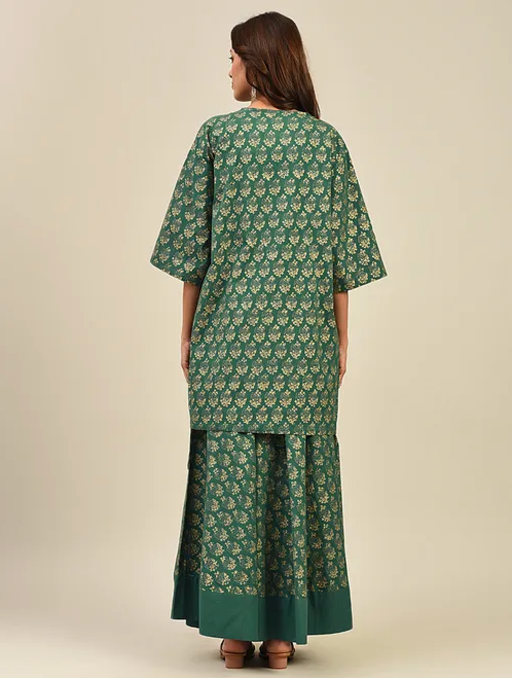 Green Hand block Printed Lehenga