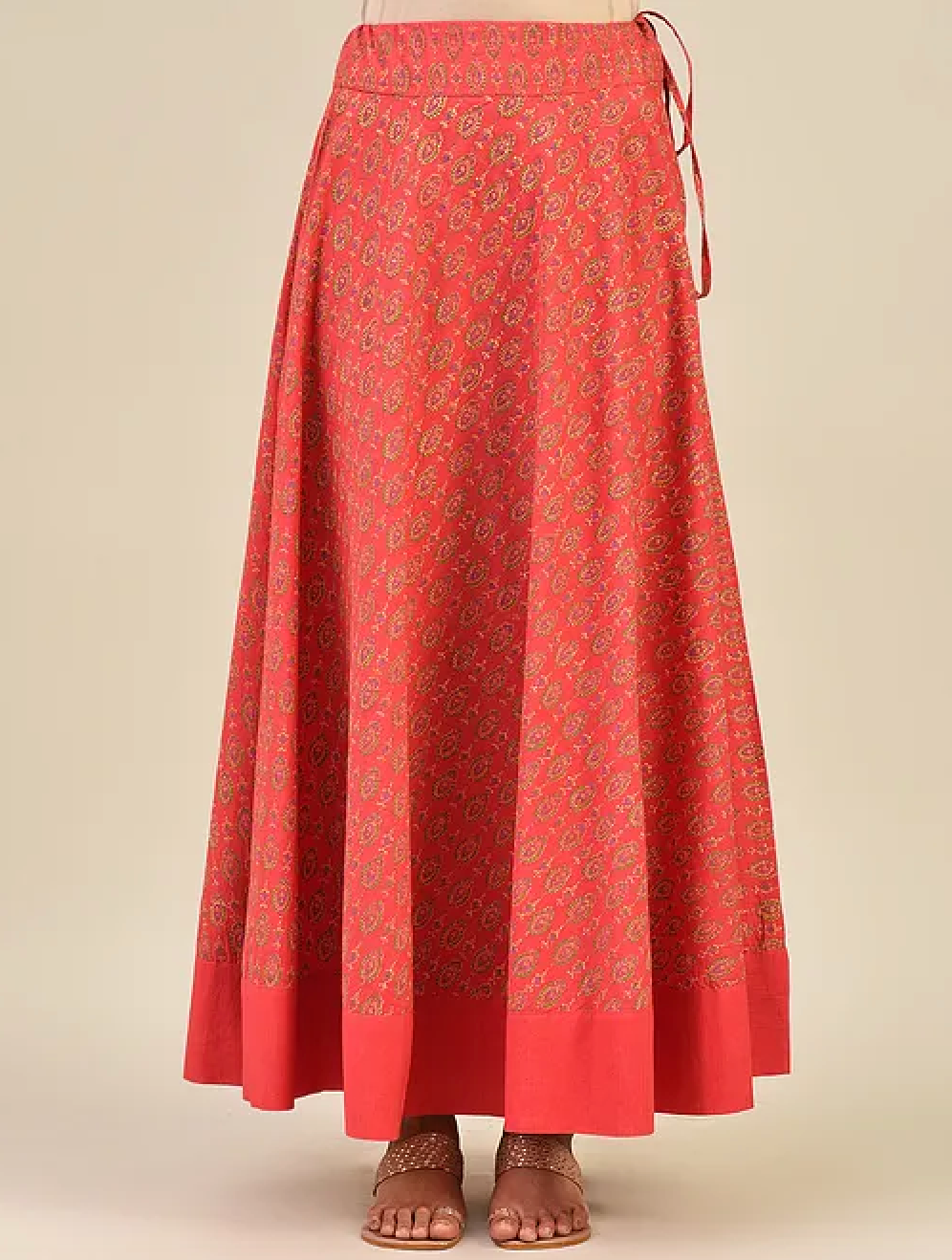 Red Hand block Printed Lehenga