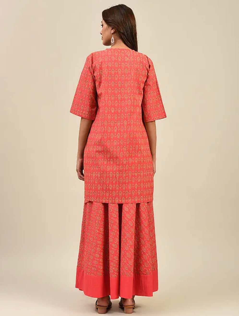 Red Hand block Printed Lehenga