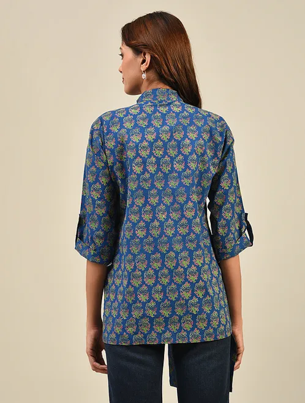 Blue Hand block Printed Cotton Shirt