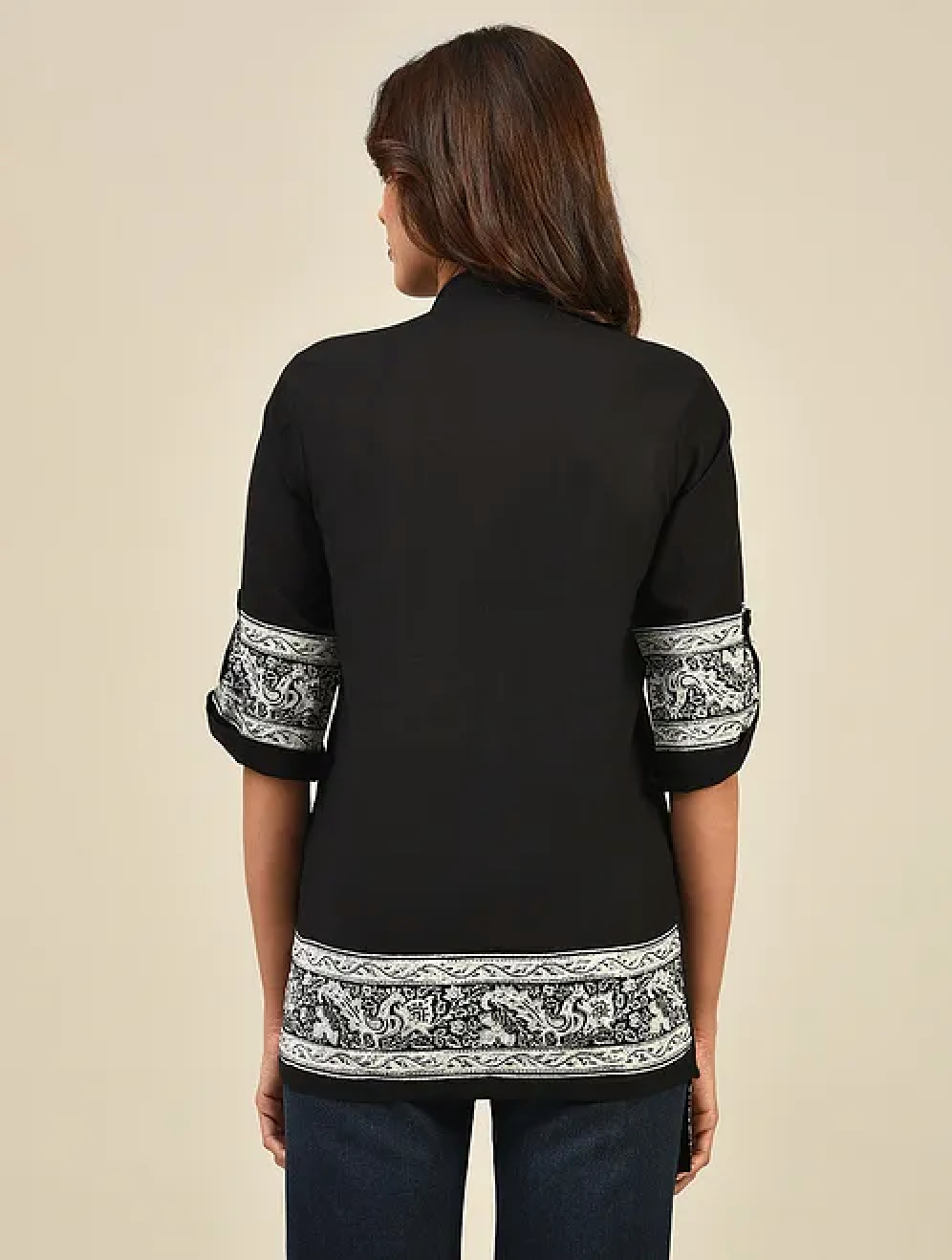 Black Hand block Printed Cotton Shirt