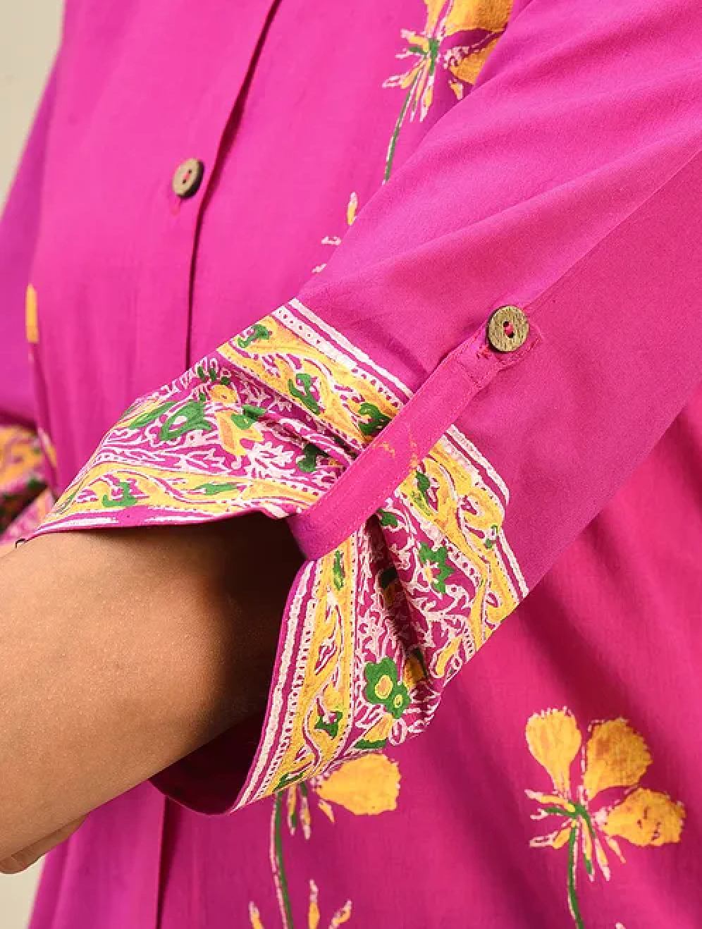 Pink Hand block Printed Cotton Shirt