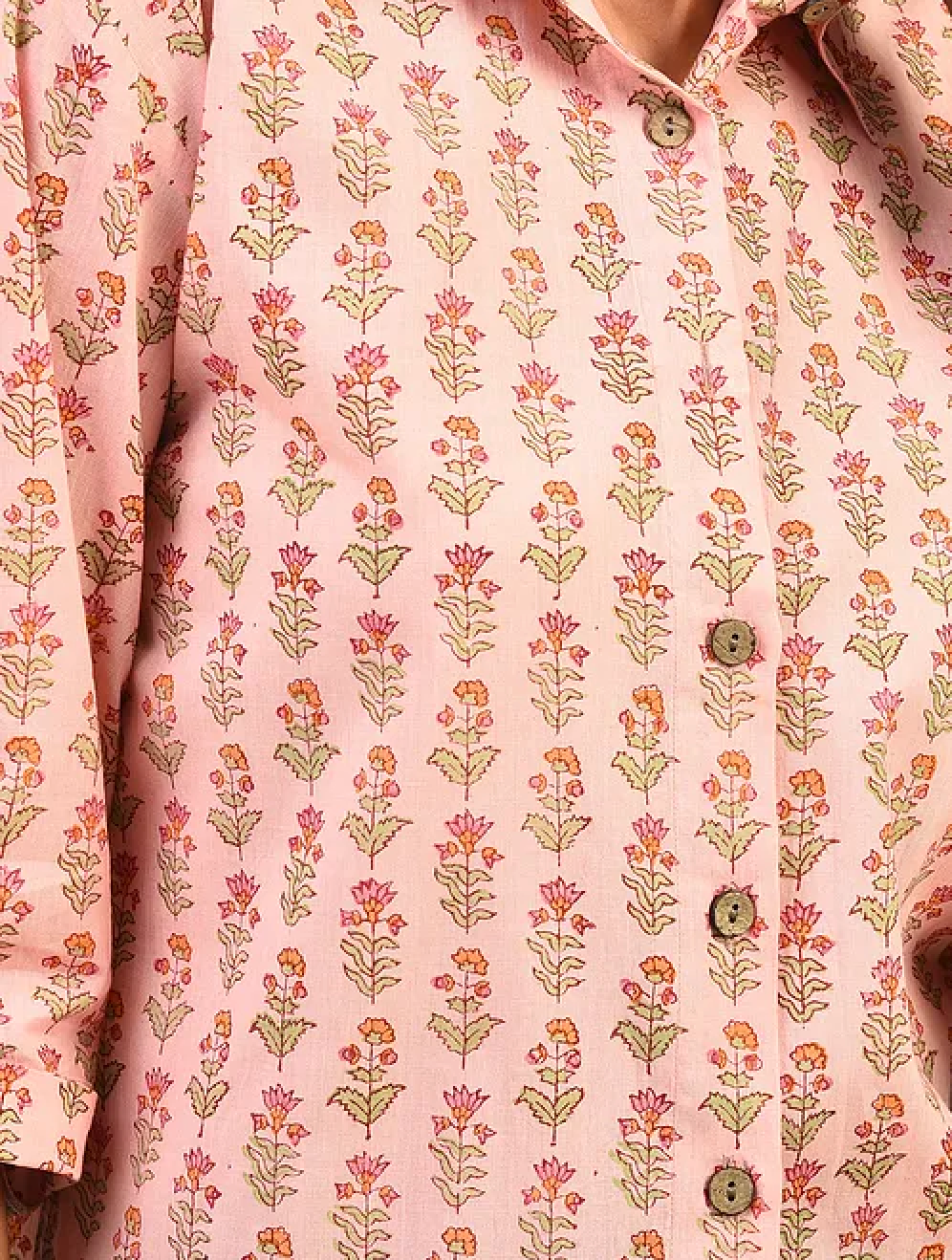 Light Pink Hand block Printed Cotton Shirt