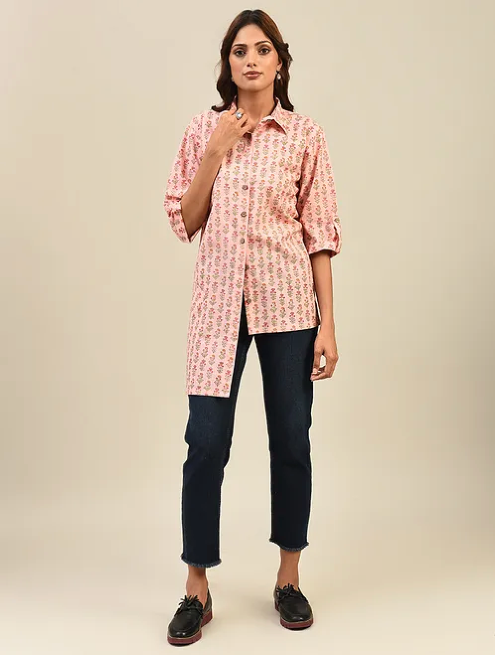 Light Pink Hand block Printed Cotton Shirt