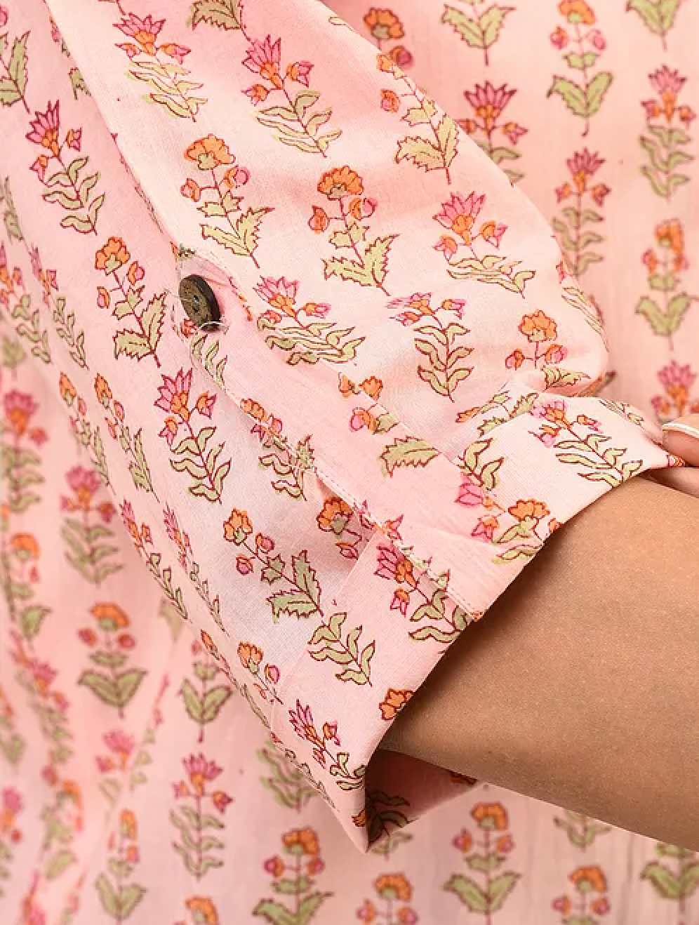 Light Pink Hand block Printed Cotton Shirt