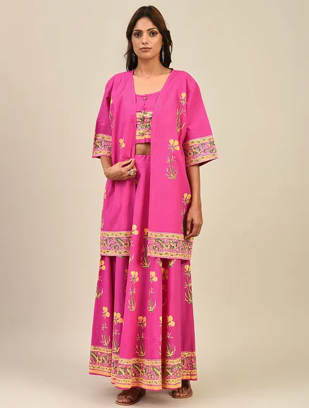 Pink Hand block Printed Blouse