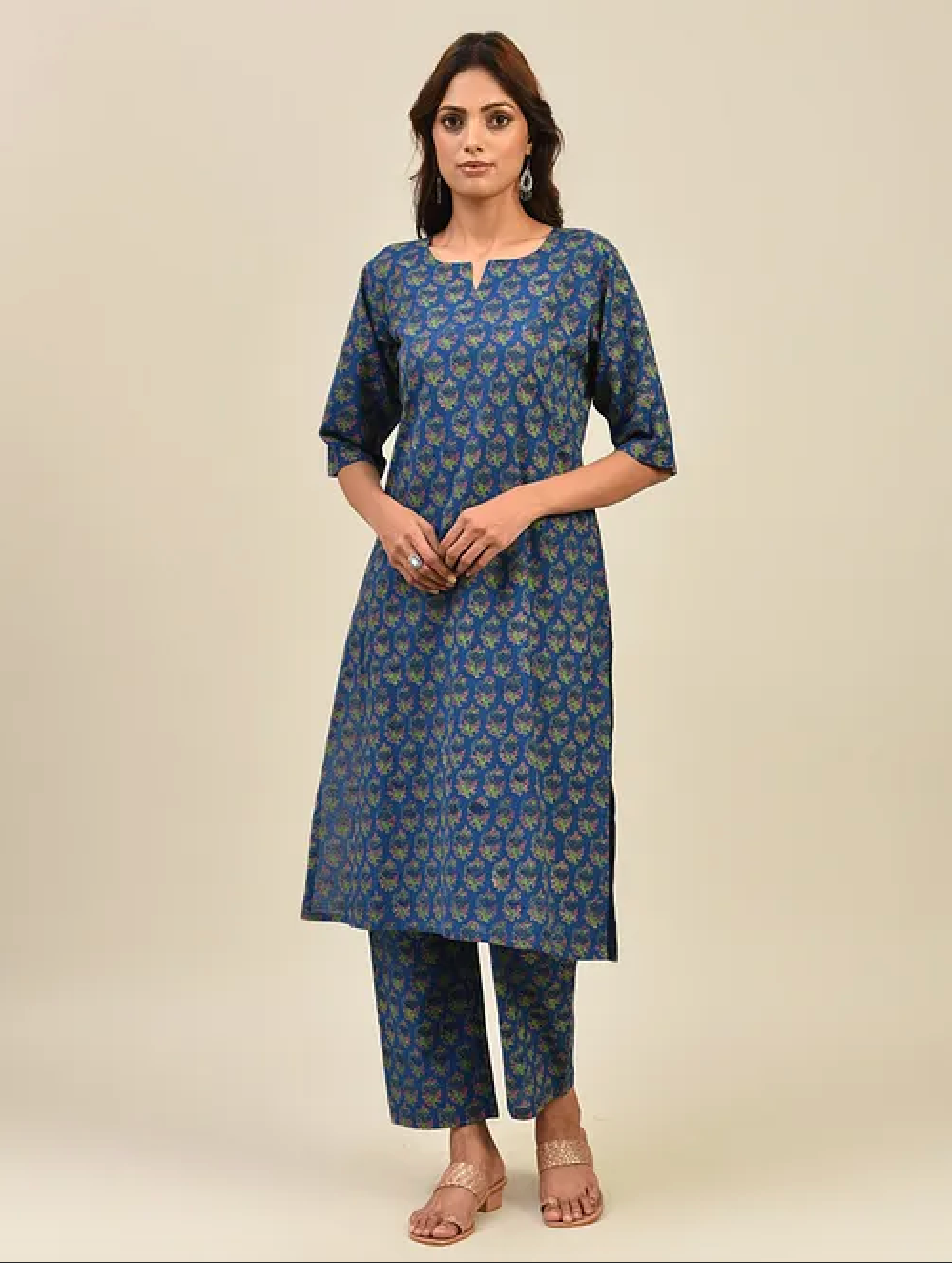 Blue Hand Block Printed Cotton Pants