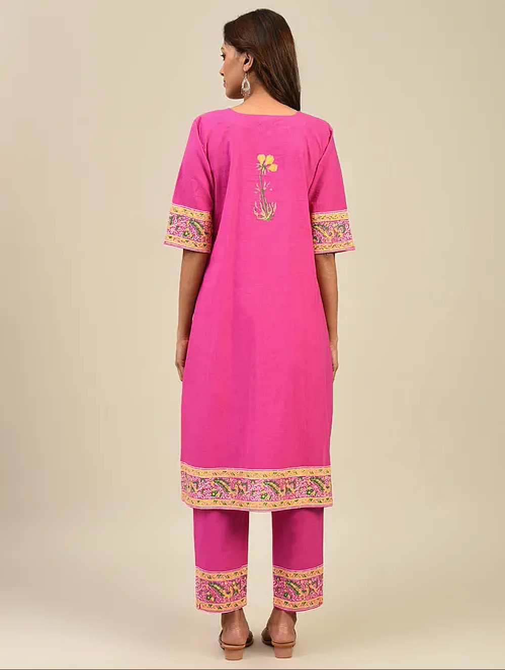 Pink Hand Block Printed Cotton Pants