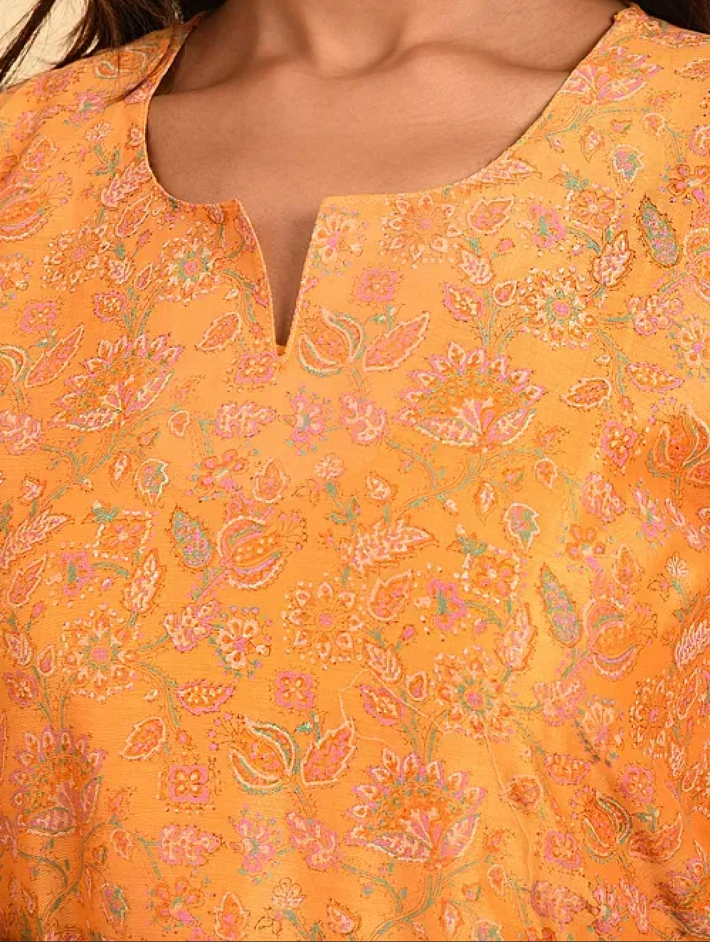Yellow Hand Block Printed Chanderi Kurta (with Cotton Slip) with Palazzo and Cotton Chanderi Dupatta (Set of 4)
