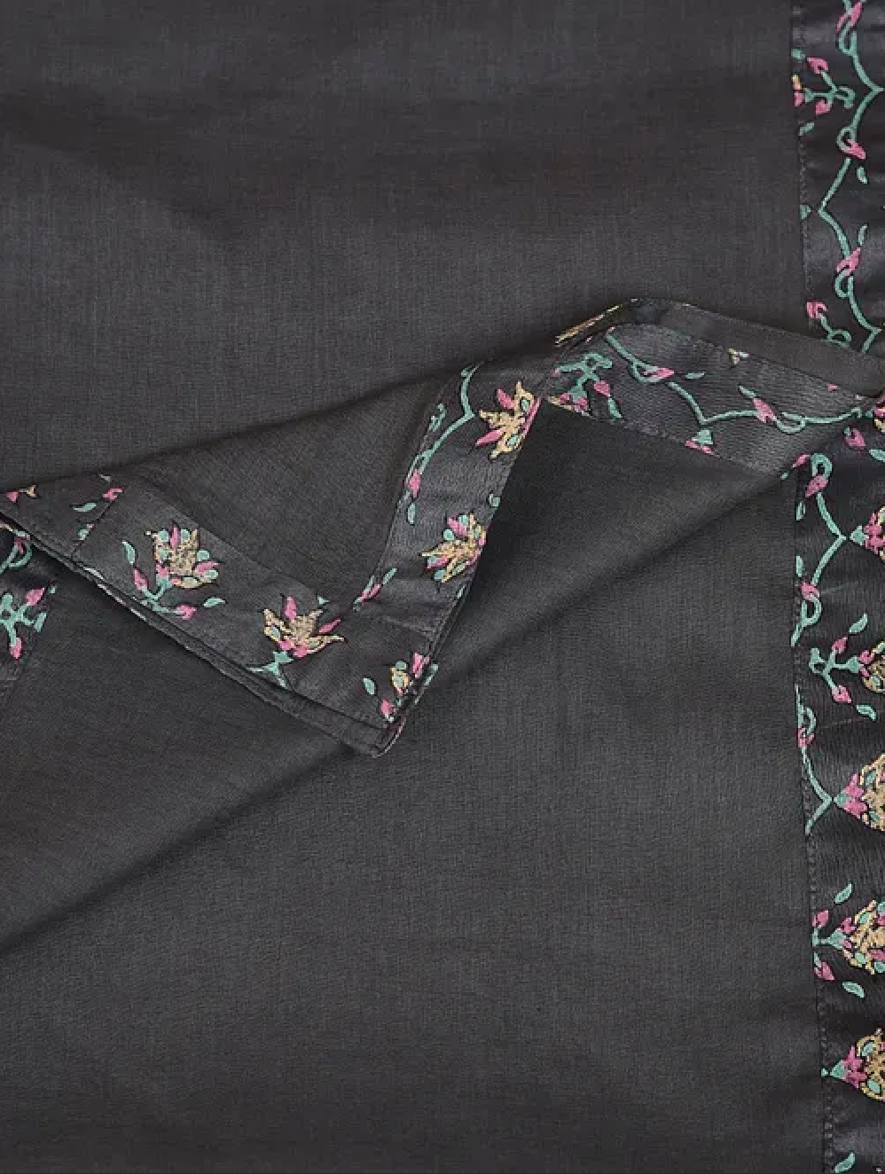 Grey Hand Block Printed Cotton Chanderi Dupatta