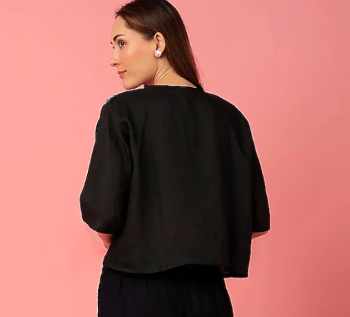 Black Stripe Cotton Blouse