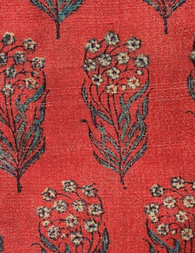 Red 100 % Pure Tussar Handblock Printed Fabric