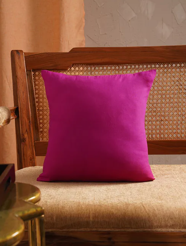 Jugal Magenta Solid Cushion Covers (Set of 2)