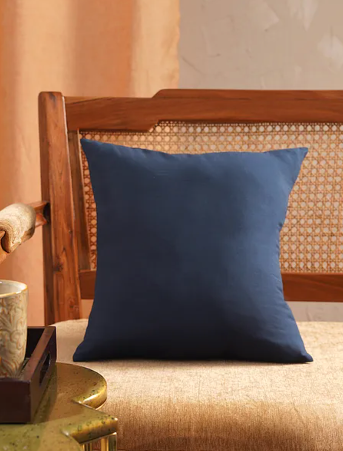Wazir Nay Blue Solid Cushion Covers (Set of 2)