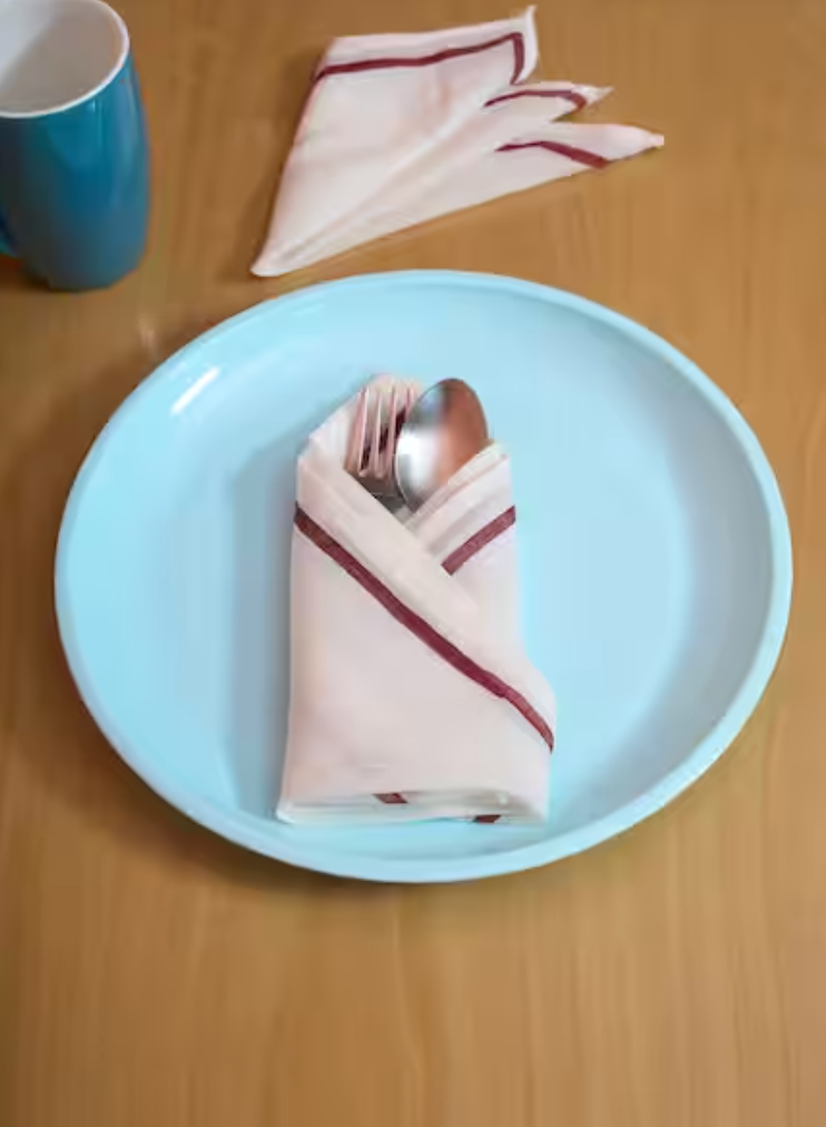 Wazir Maroon- White Napkins (Set of 6)