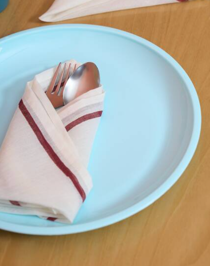 Wazir Maroon- White Napkins (Set of 6)