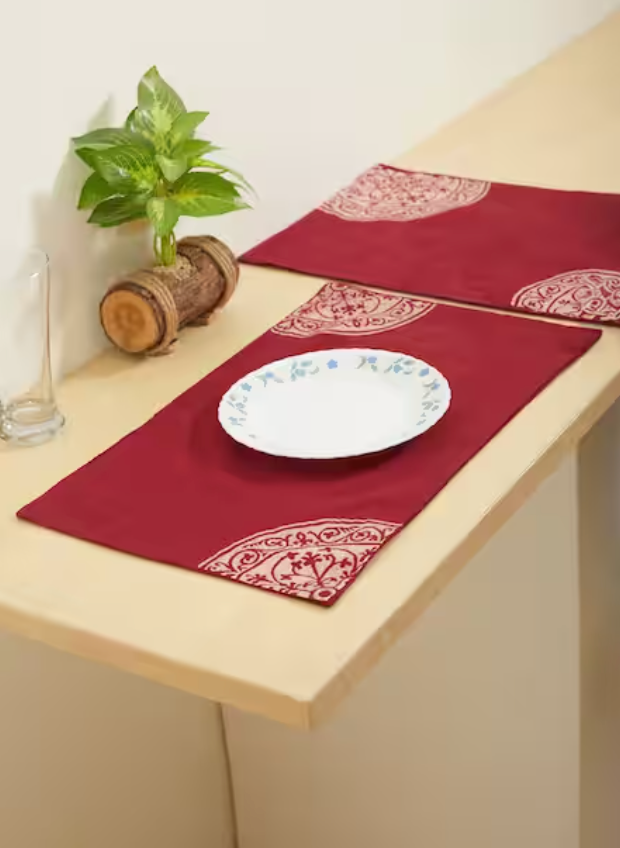 Rangoli Maroon Table Mat Sets