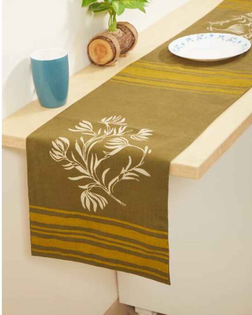 Jugal Olive Green Branch Table Runner