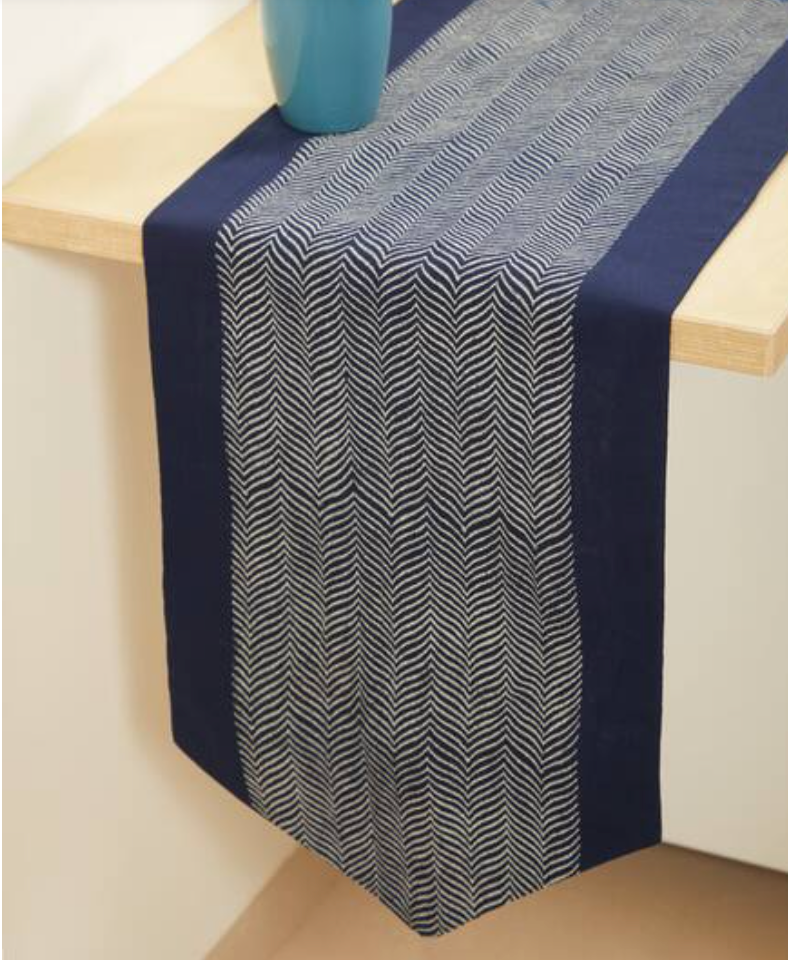 Rangoli Chevron Blue Table Runner