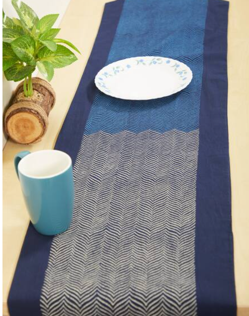 Rangoli Chevron Blue Table Runner