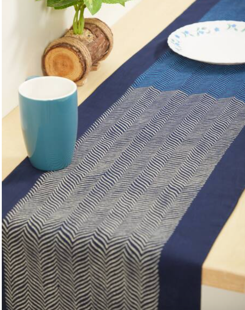 Rangoli Chevron Blue Table Runner