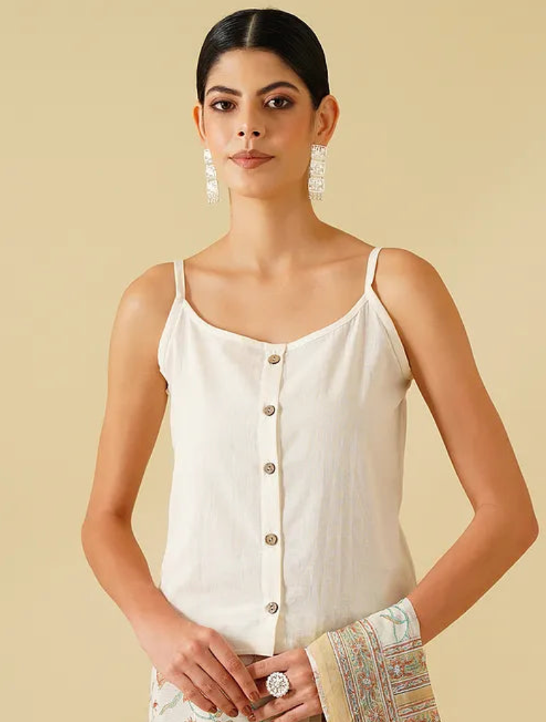 Cotton Strap Blouse with Lining