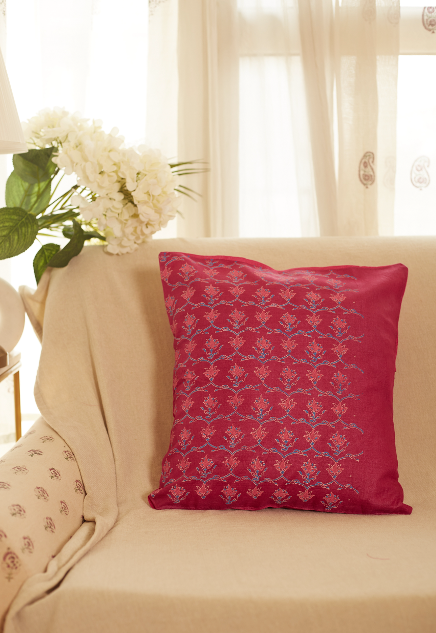 Rangoli Jaal Pink Cushion Covers Tussar