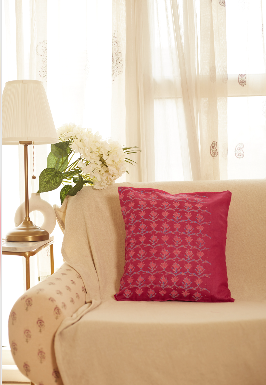 Rangoli Jaal Pink Cushion Covers Tussar