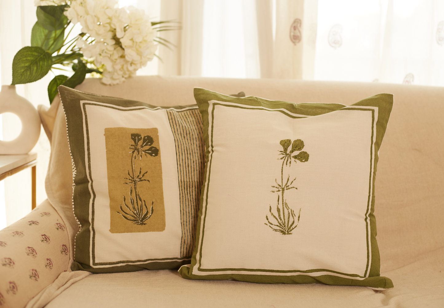 Rangoli Olive Petal Cushion Covers (Set of 2)